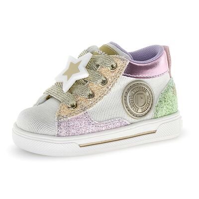 Falcotto Παιδικά Ανατομικά Μποτάκια Shin zip. canvas lux/glitter white-platinum-pink - ΠΟΛΥΧΡΩΜΟ/GLITTER