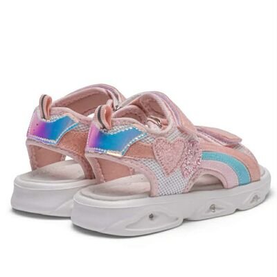 Alegria Παιδικά Sport Πέδιλα με ΦΩΤΑΚΙΑ 123055-PINK - ΡΟΖ