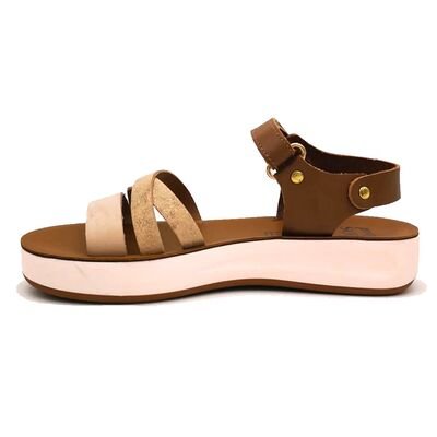 Pretty Soft Παιδικά Δερμάτινα Πέδιλα 1540-NEW NUDE/SNAKE - ΚΑΦΕ/NUDE