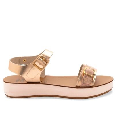 Pretty Soft Παιδικά Δερμάτινα Πέδιλα 1546-ROSE GOLD - ΡΟΖ/ΧΡΥΣΟ