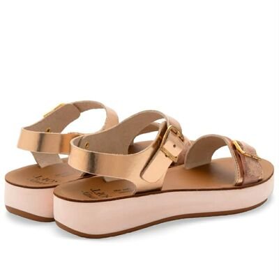 Pretty Soft Παιδικά Δερμάτινα Πέδιλα 1546-ROSE GOLD - ΡΟΖ/ΧΡΥΣΟ