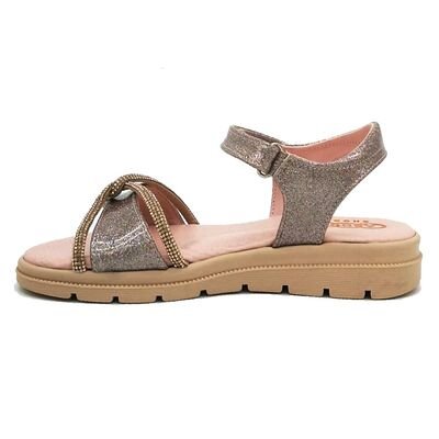 ABY shoes Παιδικά Δερμάτινα Ανατομικά Πέδιλα ABY650-ΑΜΜΟΥ - ΡΟΖ/ΧΡΥΣΟ