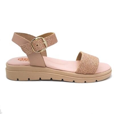 ABY shoes Παιδικά Δερμάτινα Ανατομικά Πέδιλα ABY665-NUDE/ΜΠΡΟΝΖΕ