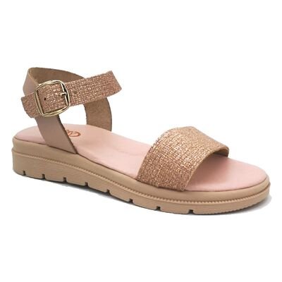 ABY shoes Παιδικά Δερμάτινα Ανατομικά Πέδιλα ABY665-NUDE/ΜΠΡΟΝΖΕ