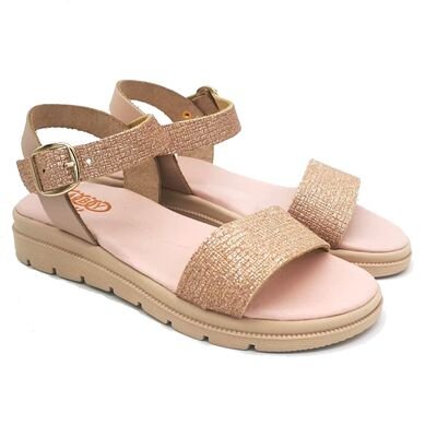 ABY shoes Παιδικά Δερμάτινα Ανατομικά Πέδιλα ABY665-NUDE/ΜΠΡΟΝΖΕ