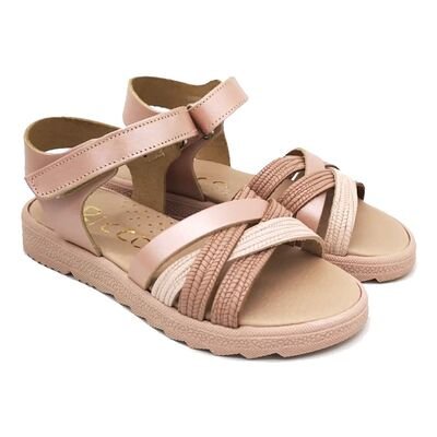 Ricco Mondo Παιδικά Δερμάτινα Ανατομικά Πέδιλα A30312V1 - ΧΑΛΚΟΣ SATINE