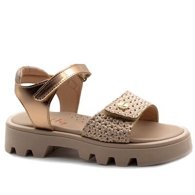 SALTY Παιδικά Δερμάτινα Ανατομικά Πέδιλα SK26-44-ΧΑΛΚΟΣ ΜΑΤ