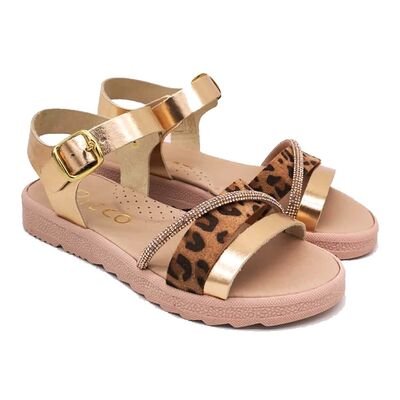 Ricco Mondo Παιδικά Δερμάτινα Ανατομικά Πέδιλα T30301V1 ΧΑΛΚΟΣ LEO