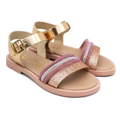 Ricco Mondo Παιδικά Δερμάτινα Ανατομικά Πέδιλα T30307P4 - ΧΑΛΚΟΣ CLASIC