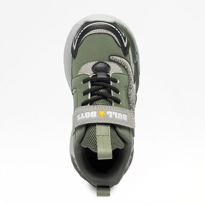 BULL BOYS Παιδικά Sneakers με ΦΩΤΑΚΙΑ DNAL5280-VE01 T-REX VERDE - ΧΑΚΙ