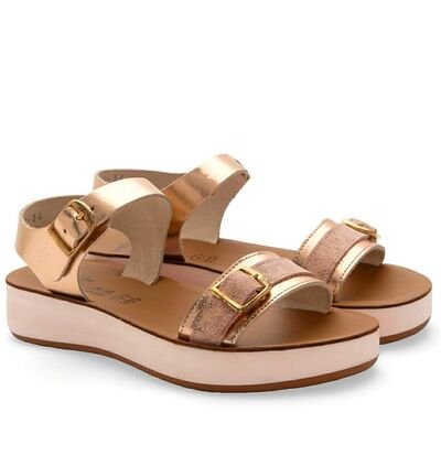 Pretty Soft Παιδικά Δερμάτινα Πέδιλα 1546-ROSE GOLD - ΡΟΖ/ΧΡΥΣΟ